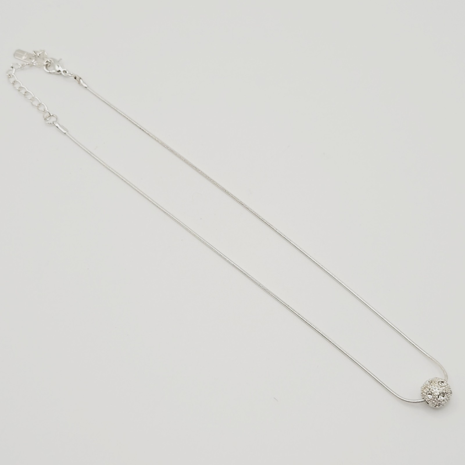 Disco Ball Glitter Sphere Feminine Elegant Style Silver Tone Pendant Necklace