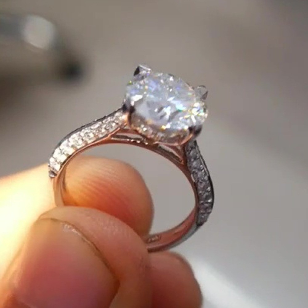 1.90 TCW Round Cut Moissanite Solitaire Engagement Ring In 14k White Gold Plated