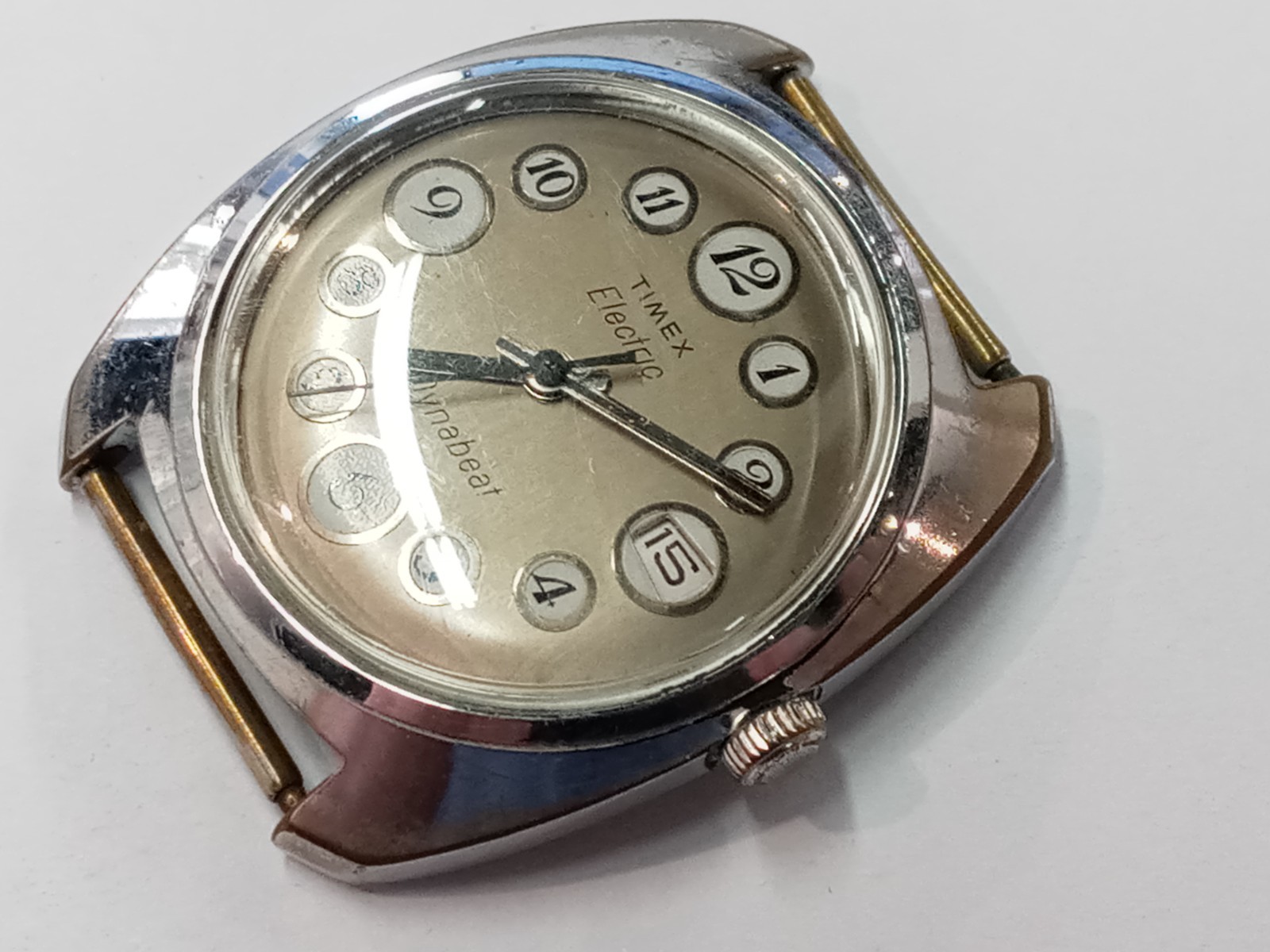 Vintage 1970s Timex Electric Dynabeat Telephone Dial Date Cushion Not Running