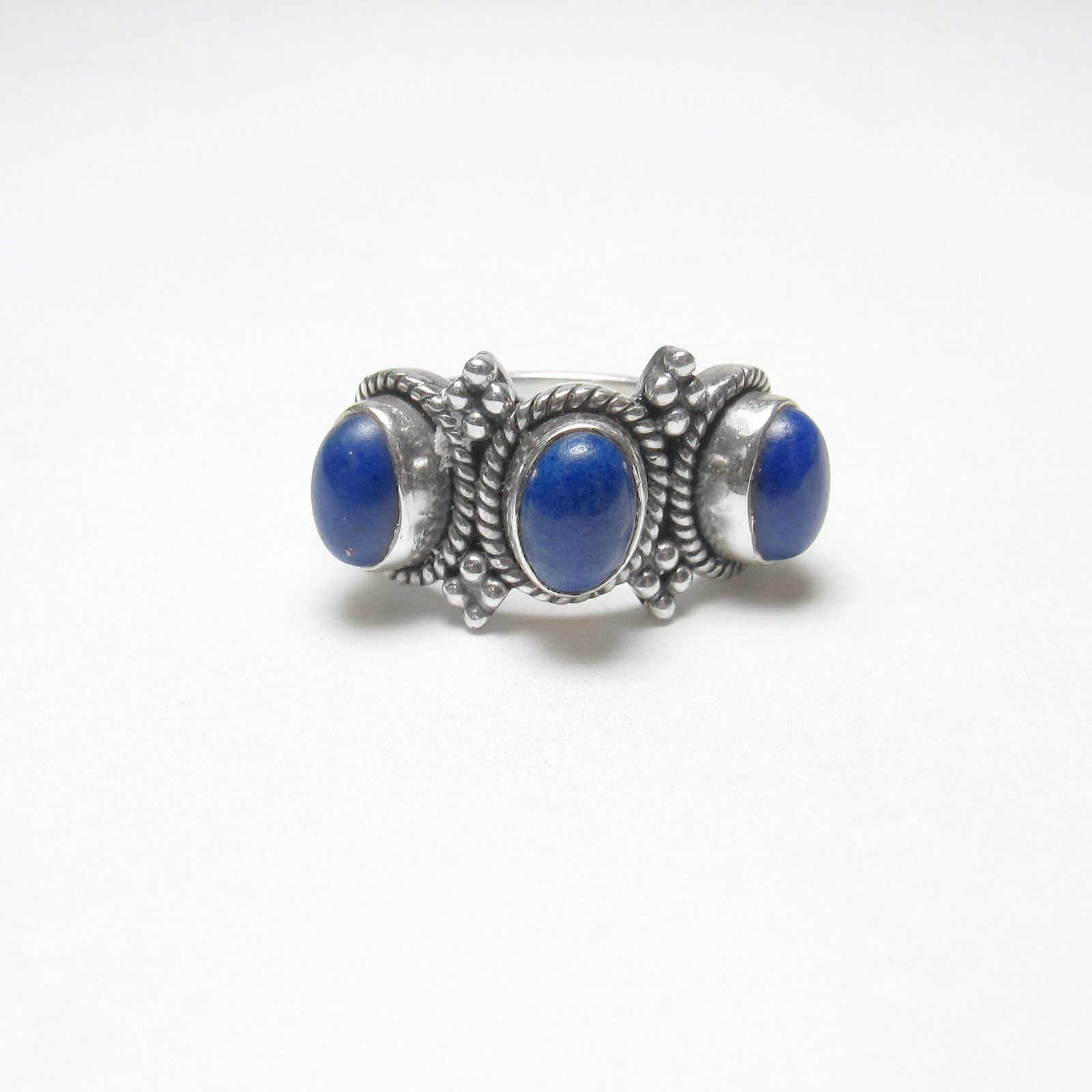 DOUG PAULUS Estate Sterling Silver Three Natural Royal Blue Lapis Ring 2.50 Cts