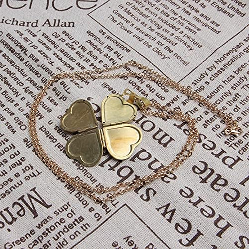 1Pcs Gostear Cute Four Leaf Clover Love Heart Pendant Photo Locket Necklace That