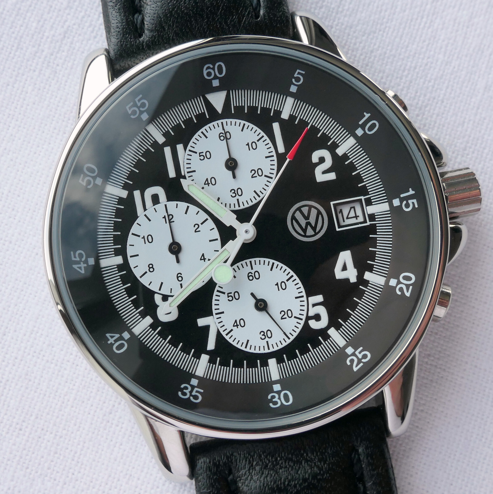 VW Volkswagen Classic Aviator Pilot Driver Sport Car Accessory Watch Chronograph