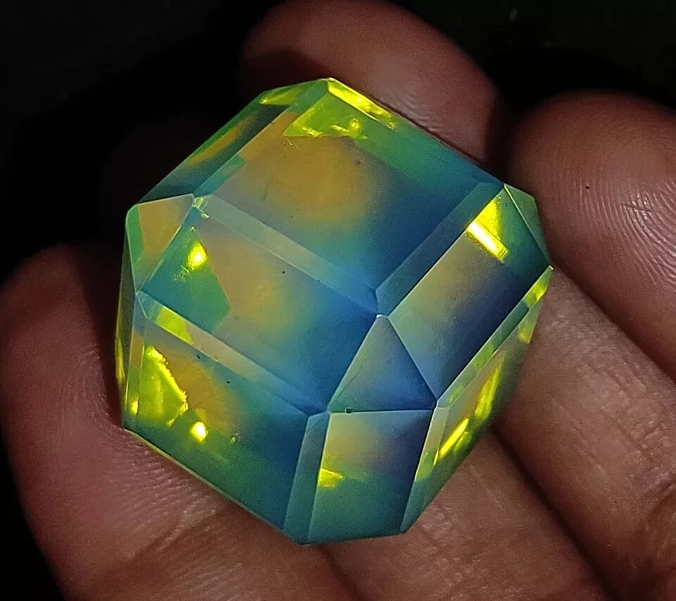 Green Opal Cube Welo Australian Certified Untreated Natural 121.85 Ct Gemstone