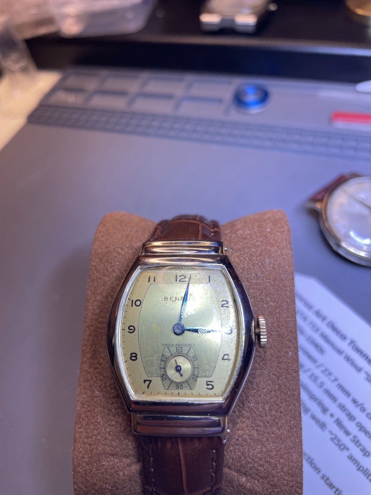 Vintage Benrus Art Deco Tonneau Manual-Wind Dress Watch Circa Late 1930s-1940s
