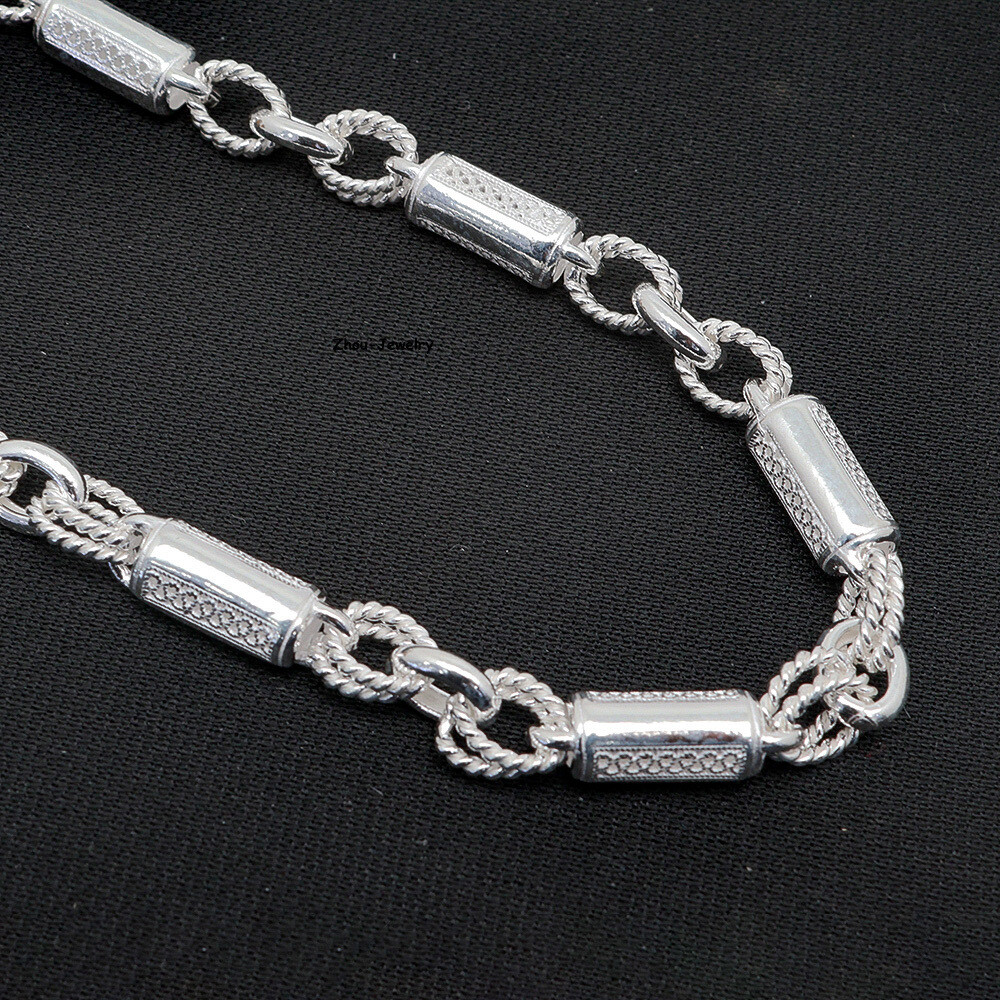 Pure S999 Fine Silver 999 Chain 6mm Cable Link Dragon Necklace 44-45g 21.6inch