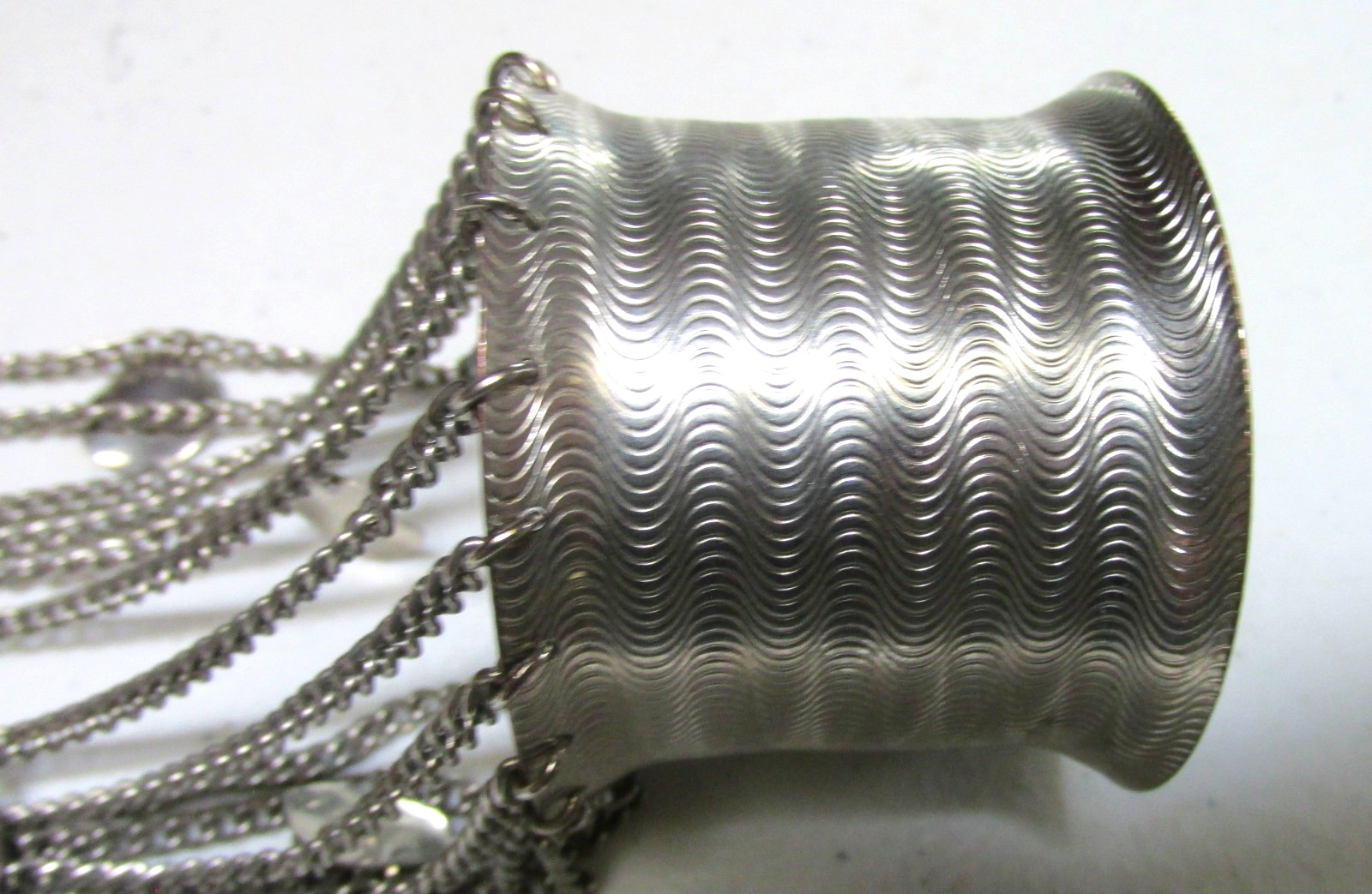 Vintage Belly Dance Metal Silver Tone Arm to Wrist Chain Attached Cuff Bracelets
