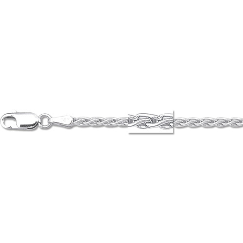 18k White Gold 16″ Basket Rope Round Wheat Link Chain Necklace 1.4 mm 3.3 grams