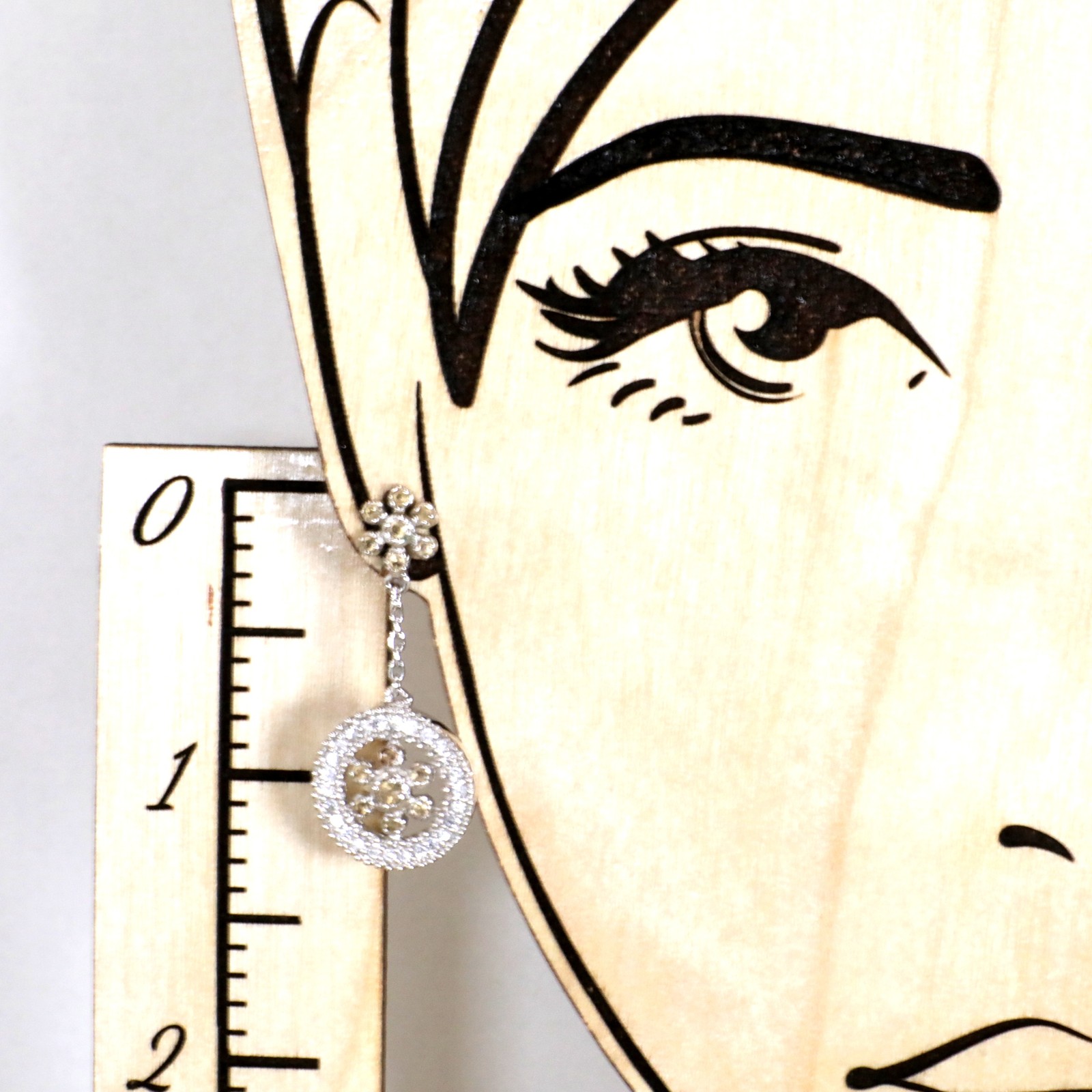 Vintage 1960s Sterling Silver Clear & Yellow Cubic Zirconia Drop Earrings-1.2” L