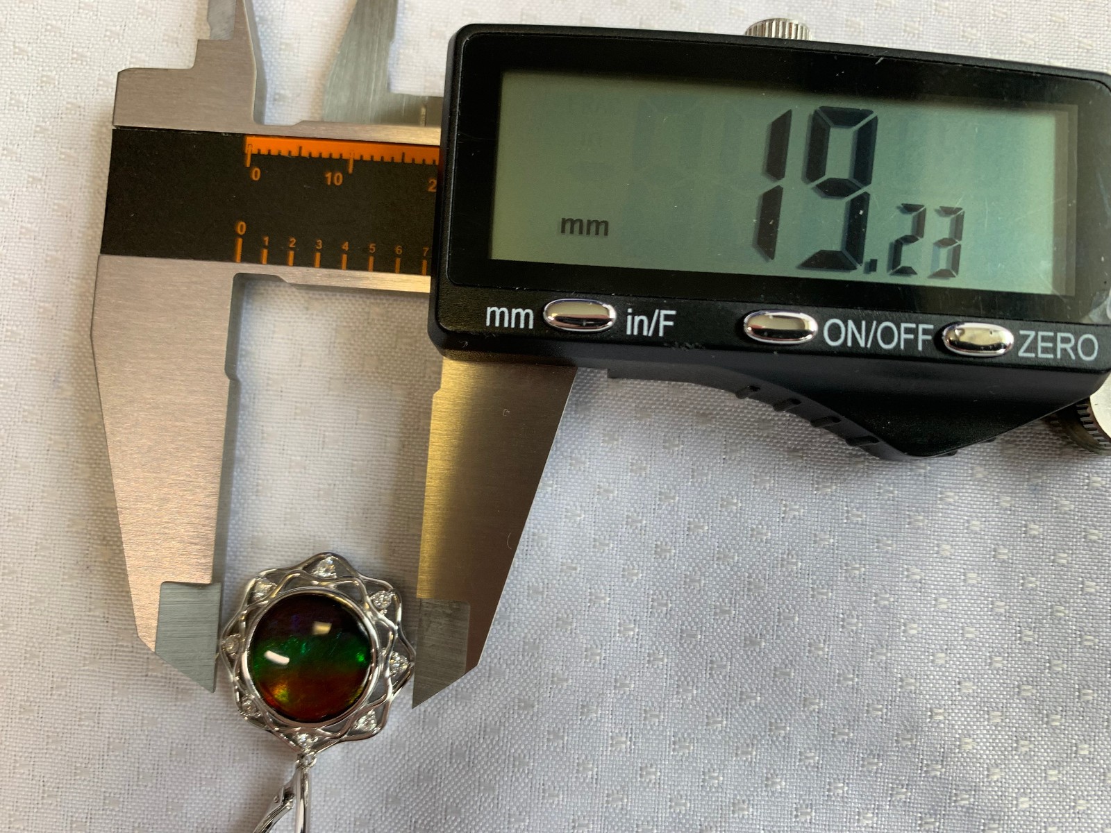 14K White Gold Iridescent Ammolite Earrings 9.54g Jewelry Clear Stones *READ*