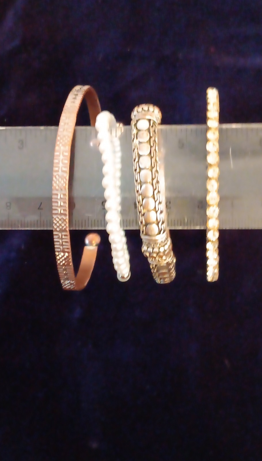 Gold White Brown Bangle Beaded Chain Bracelets Lot 7 Metal Plastic Rhinestone