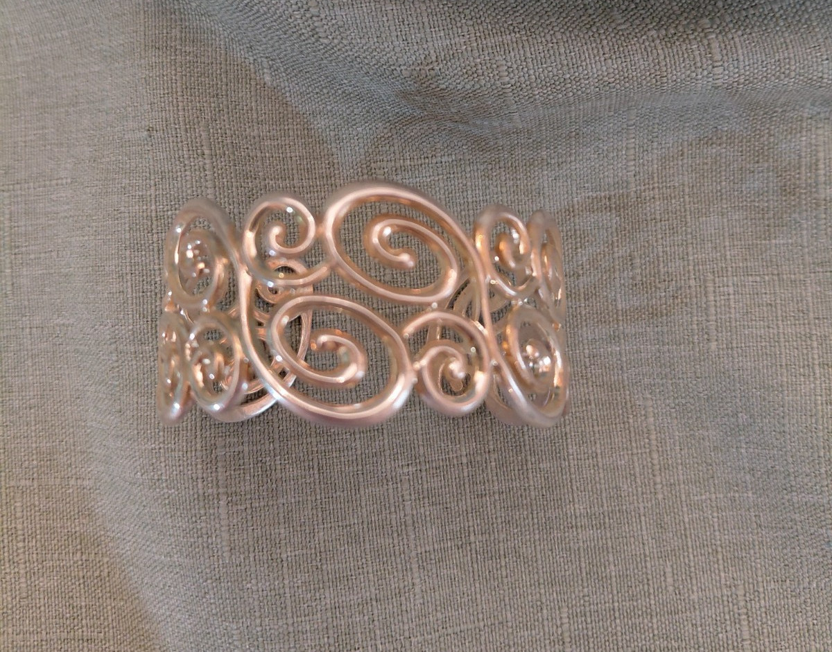 Ross Simons Sterling Silver 925 Wide Cuff Bracelet Open Scroll