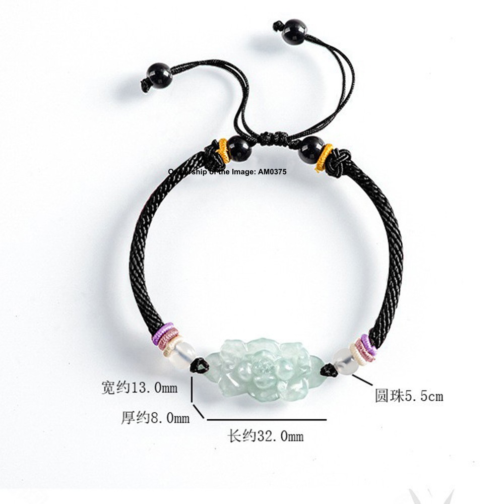 Natural Grade A Jade Jadeite Flower Handmade Women’s Bracelet 14-16CM