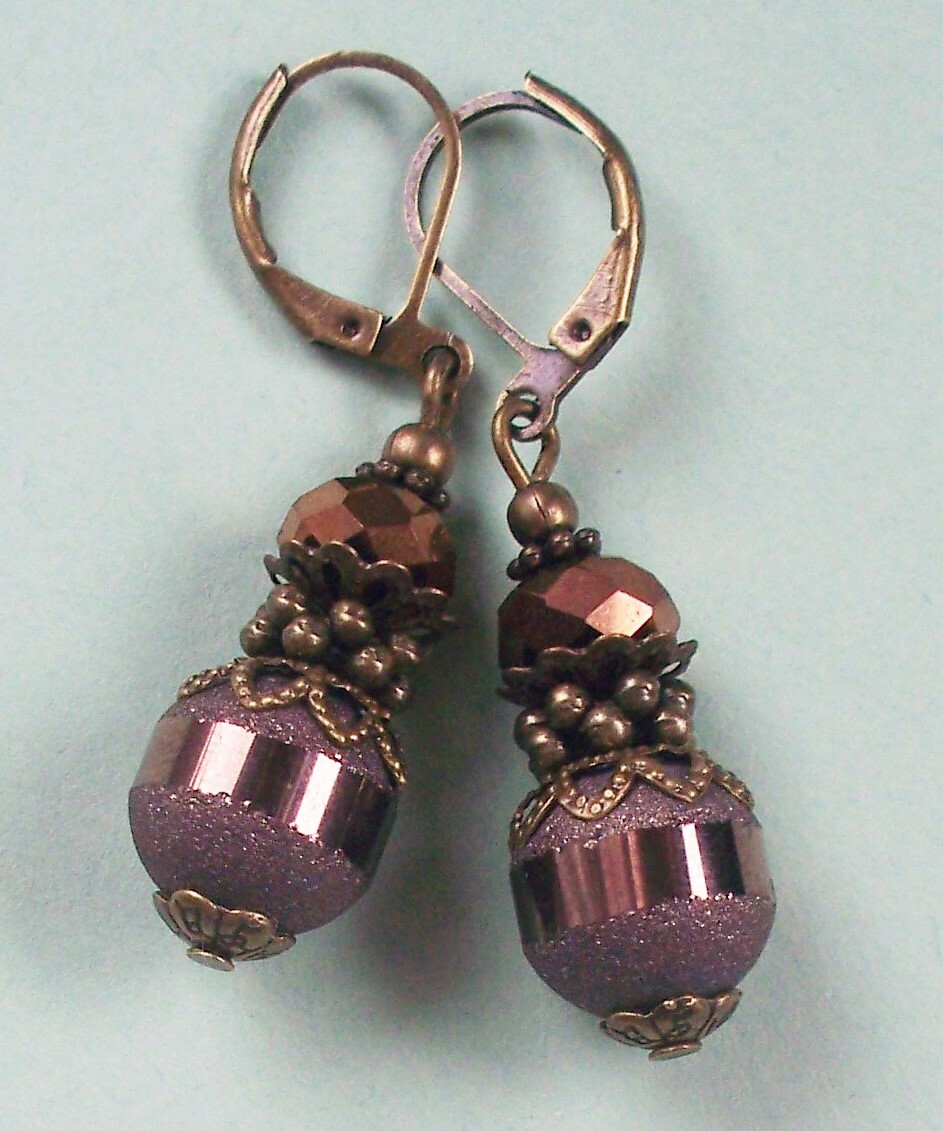 Frosted CRYSTAL LACY LOOK drops Leverback handcrafted YOU CHOOSE