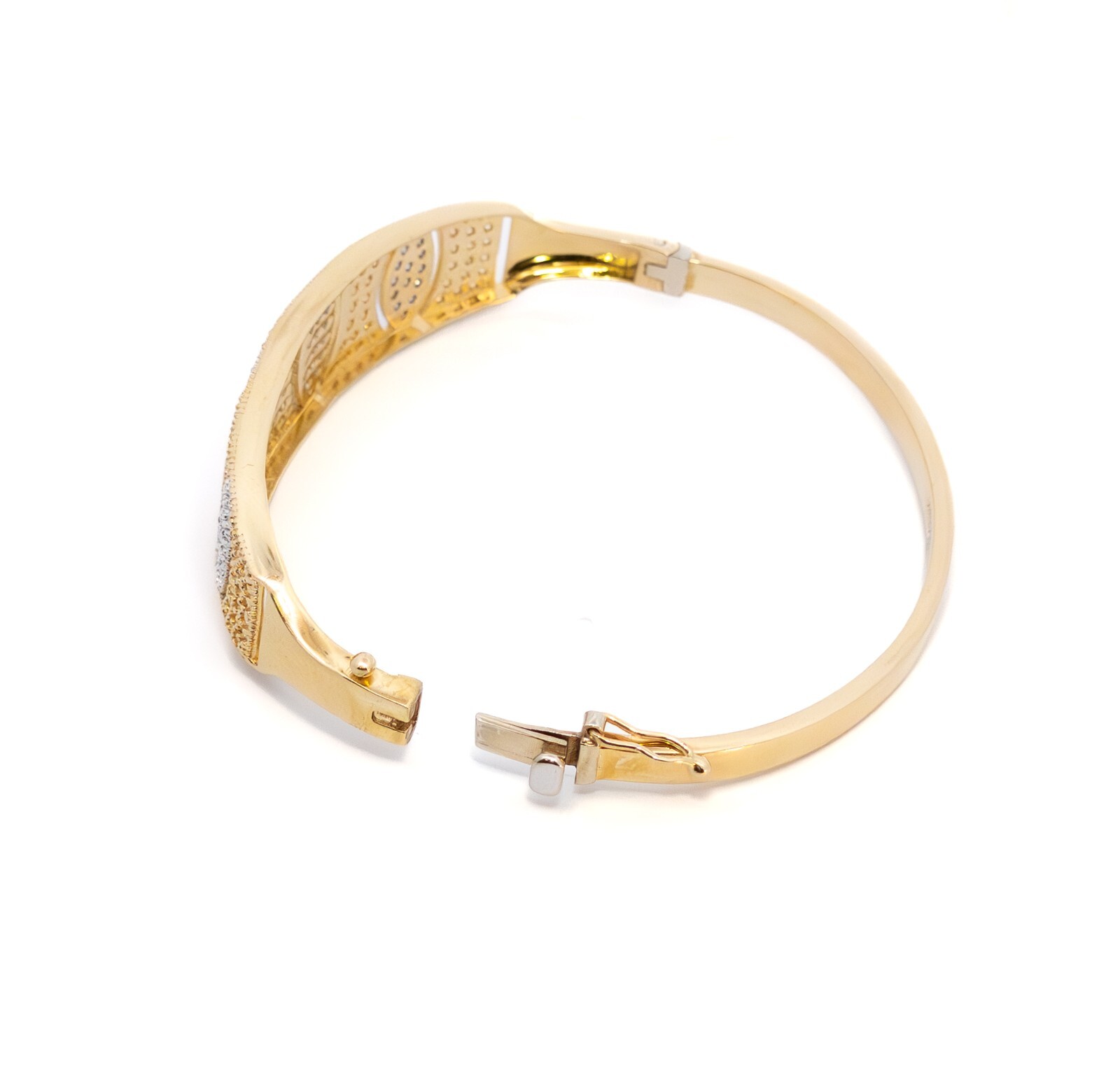 Gold bangle, gold bangle with zircon, yellow gold 585 14 KT
