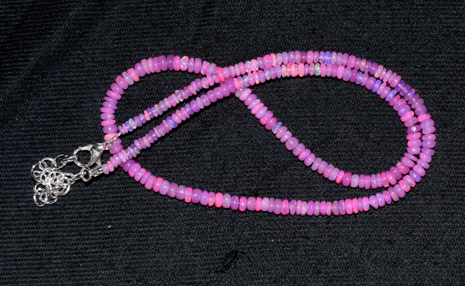 16″Natural Ethiopian Opal Wello Fire Opal Gemstone Bead Necklace Jewelry 3-4mm