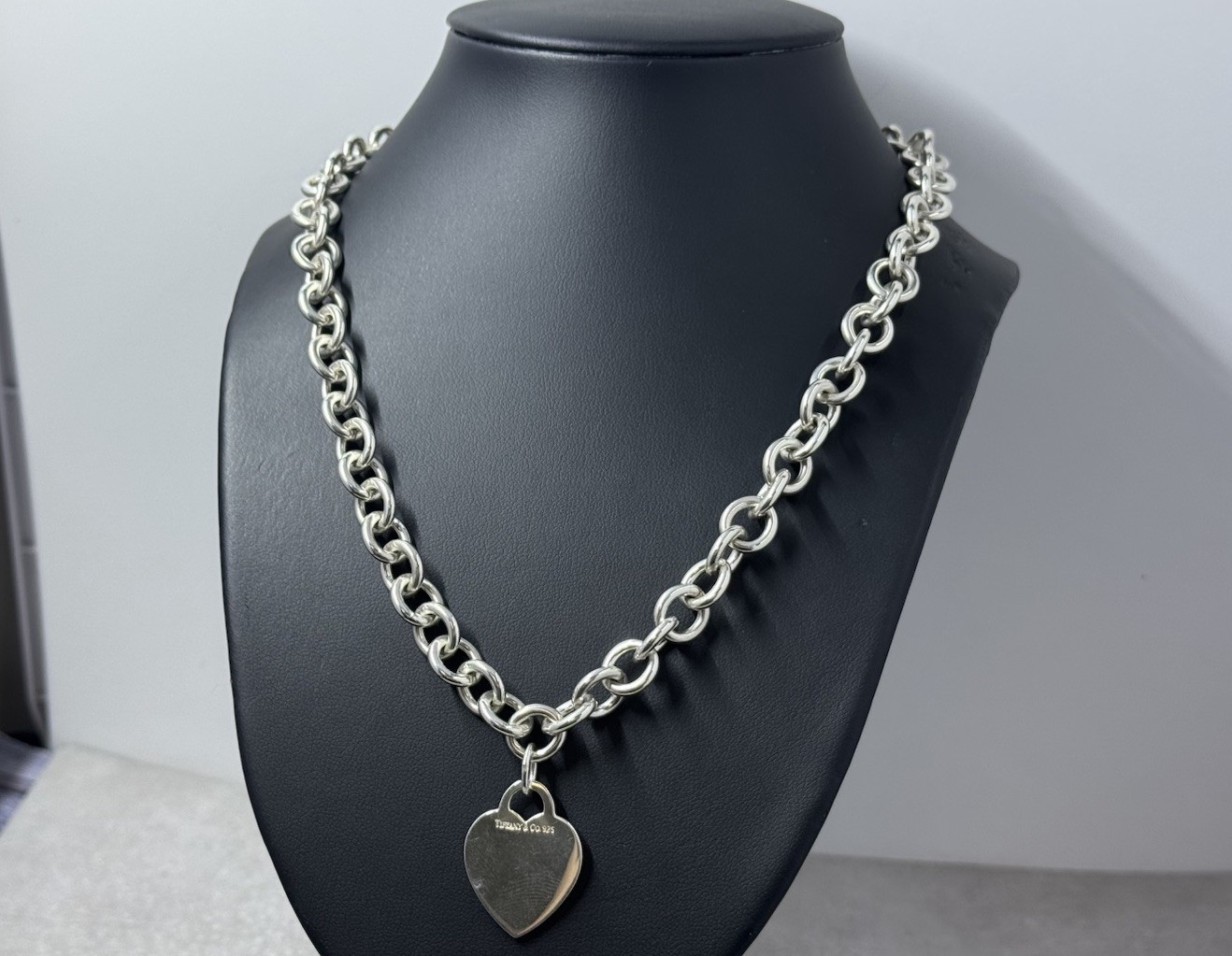 Tiffany & Co. Heart Tag Chain Necklace 19.5 Inch. Was 16 Inch. Added Extra Links