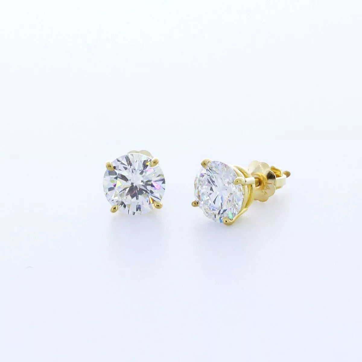 Stud Earrings Solid 14K White Gold Classic Round 2 Carat Natural Diamond F SI2