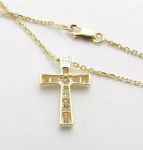 2.00 Ct Round Cut Lab Created Diamond Cross Pendant 2Ct 14K Yellow Gold Plated