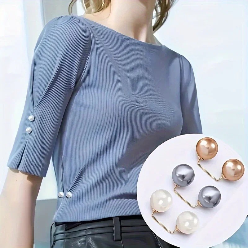 Decorative Pearl Safety Pins Dress Fastening Collar Scarf Pin Set