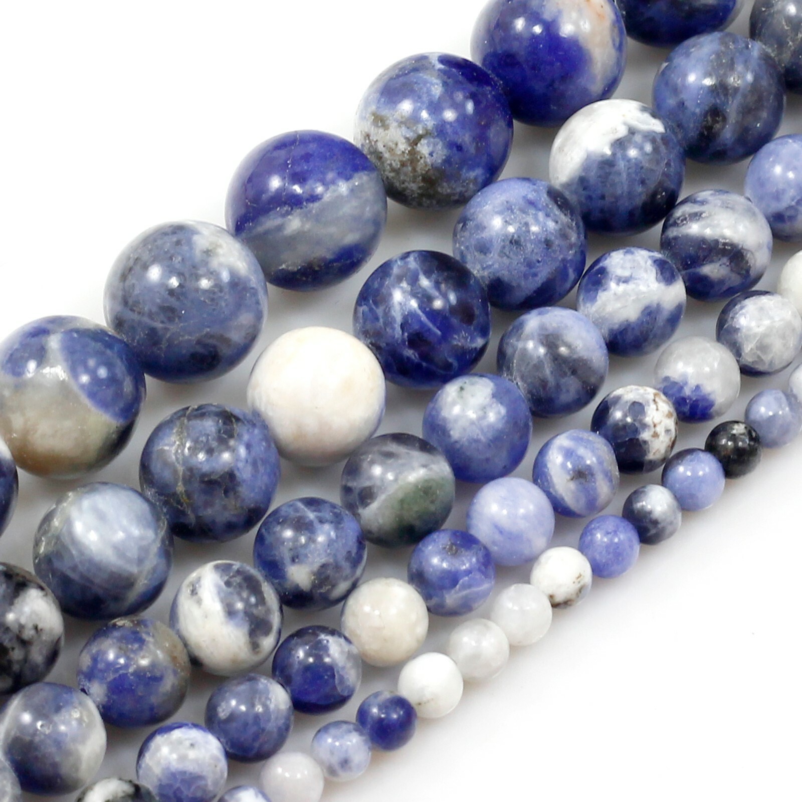 Natural Blue Sodalite Round Loose Bead 15″ Jewelry Making Free Ship Wholesale