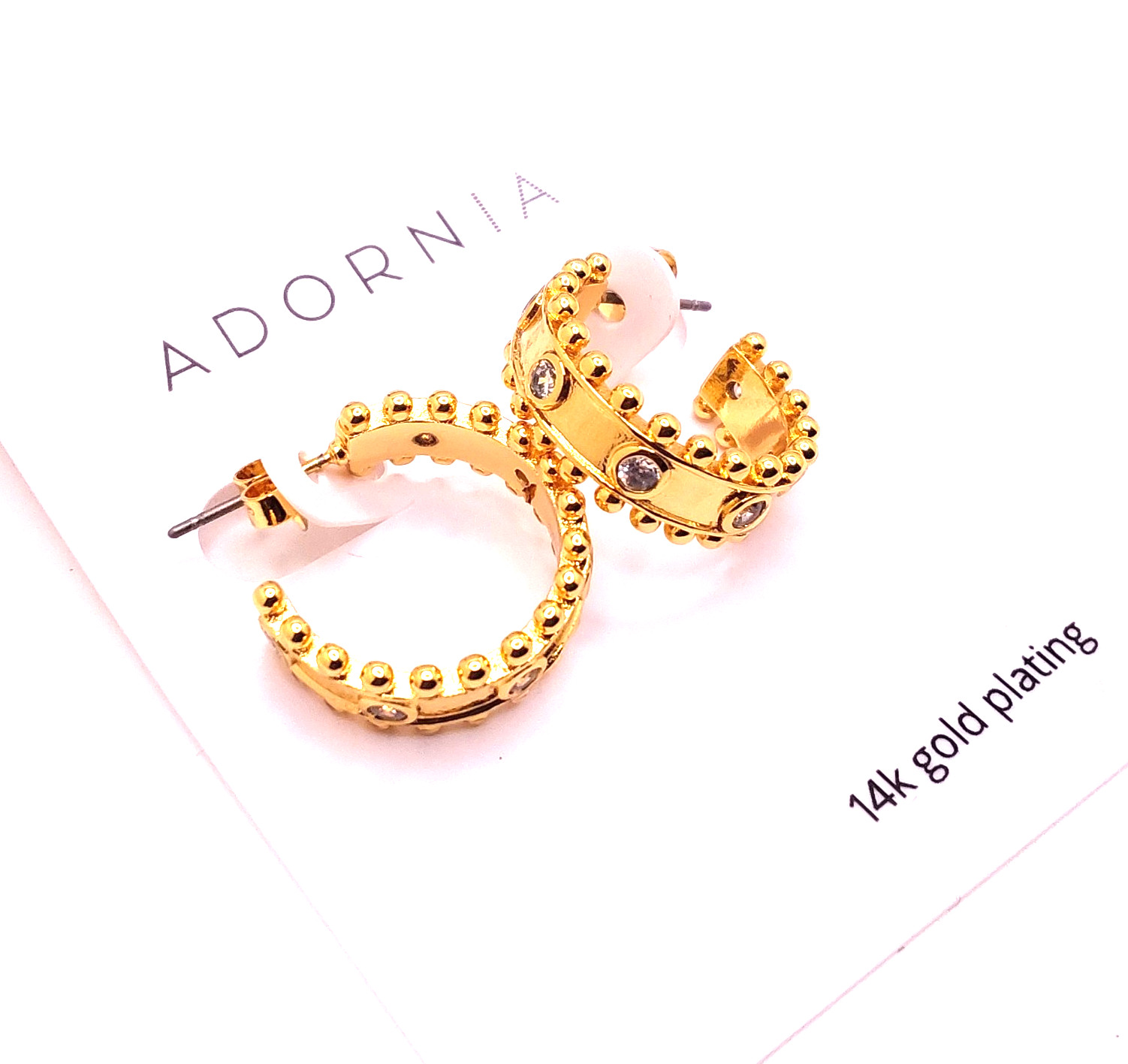Adornia Beautiful Bezel 14k Gold Plated Open Hoop Earrings