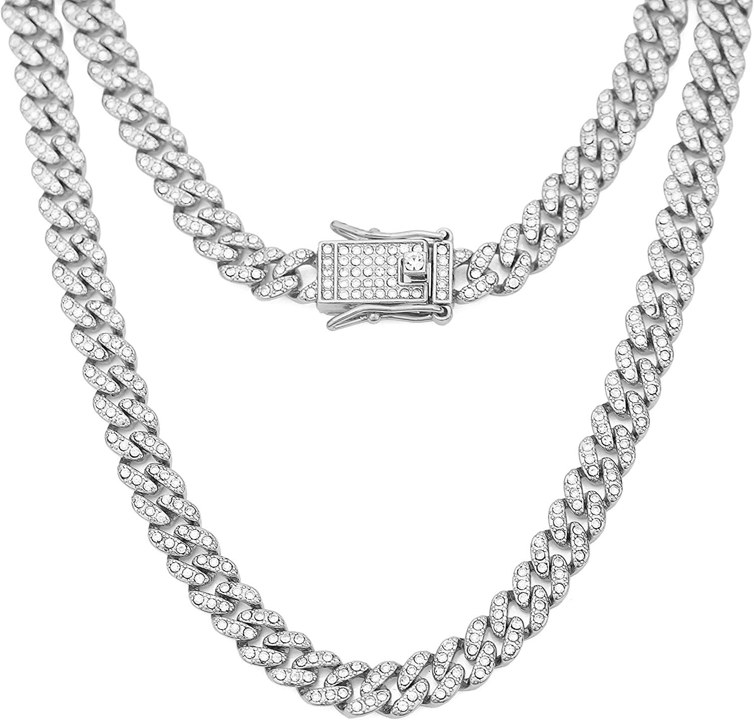 8MM Gold Plated CZ Cuban Link Chain Hip Hop Iced CZ Out Cuban Necklace/Choker