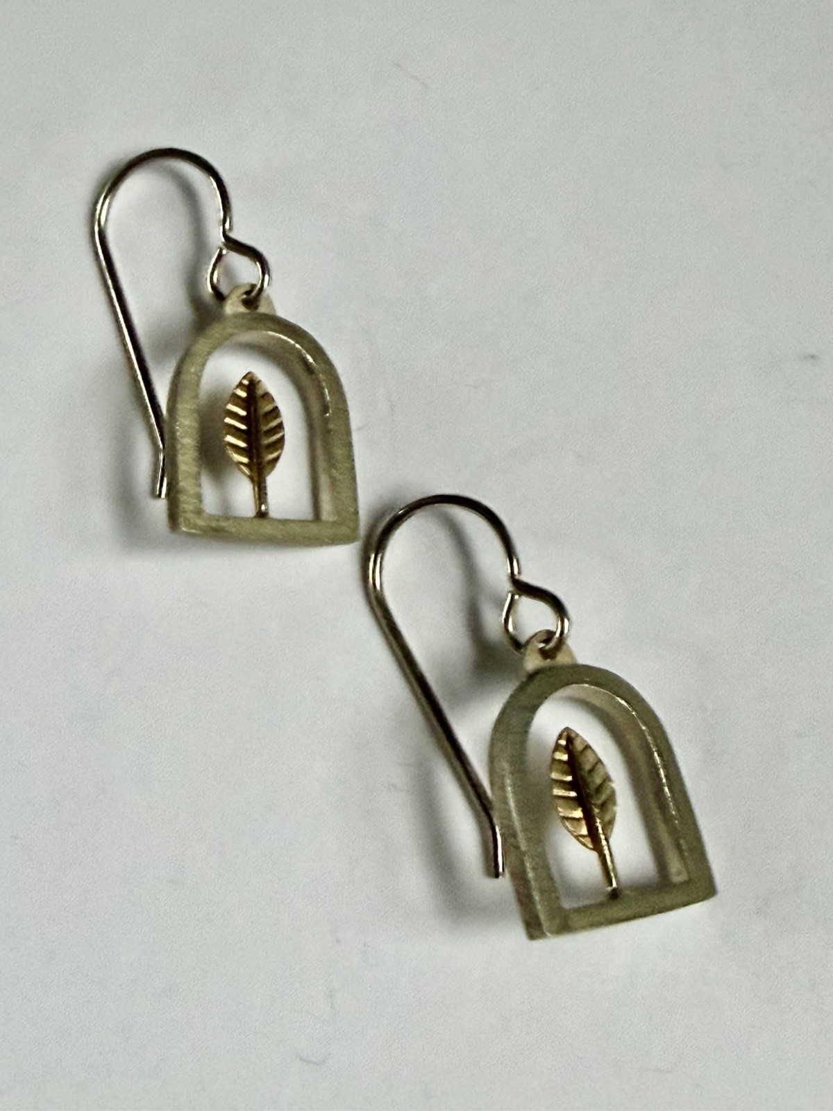Vintage Karen Krieger Studio Sterling 14kt Gold Split Doorway Brooch & Earrings
