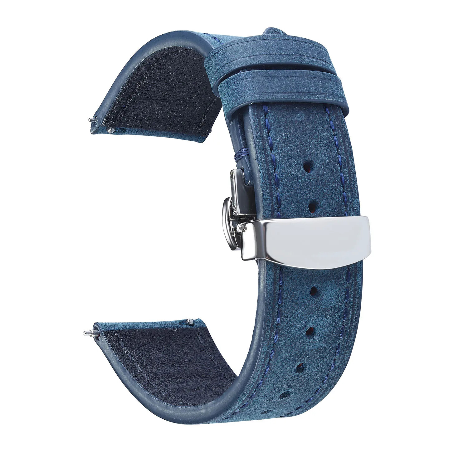 Vintage Cowhide Leather Strap Butterfly Buckle Watch Band 20mm 18 19 21 22 24mm