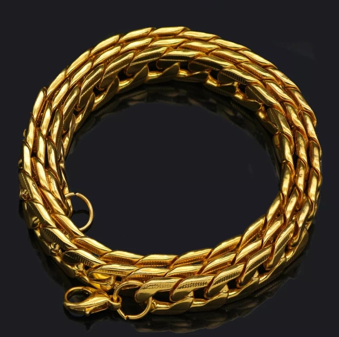 6mm Curb Link Chain Silver or Gold Stainless Steel 26″ 17-4