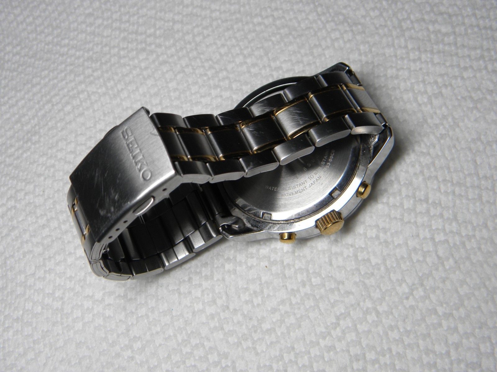Seiko Chronograph 100M 4T53-00C0 with White Dial Very Short Band is Running
