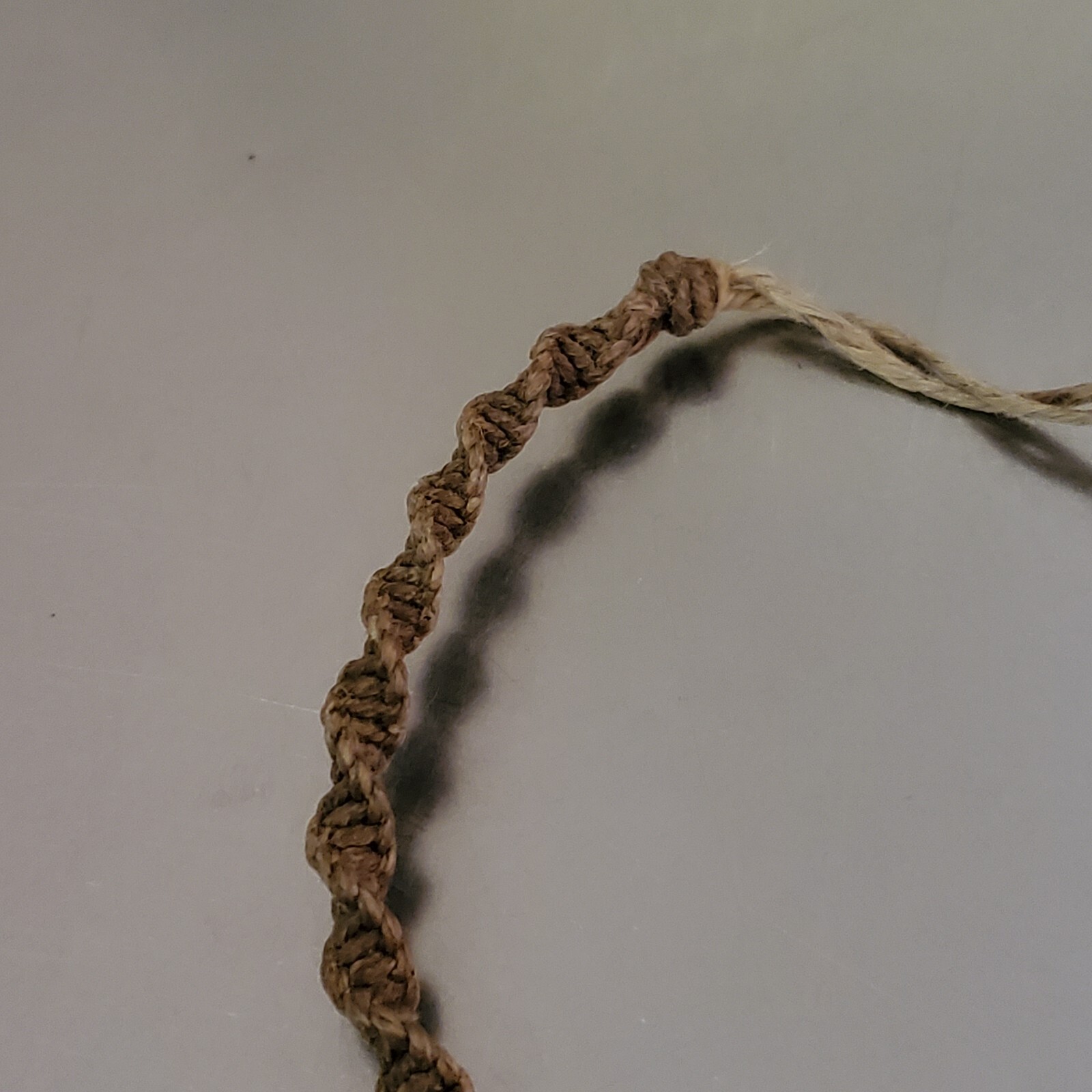 Vintage Shark Tooth Pendant Necklace Spiral Corded Brown Twine 15 inch