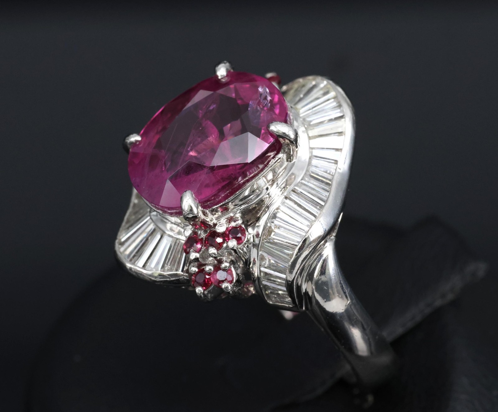 Rare 7.69ct GIA Pink Sapphire 1.02ct Diamond & Ruby Platinum Ring Size 7