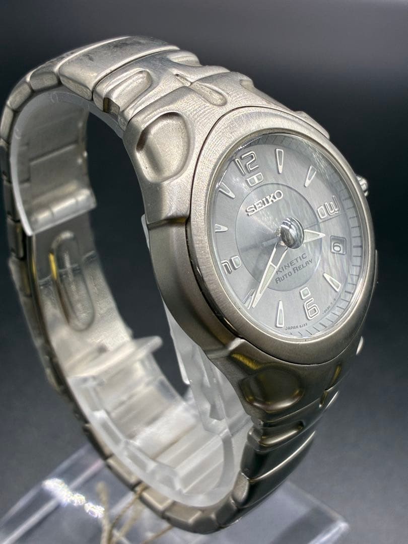SEIKO KINETIC Auto Relay 5J22-0A30 Silver Men’s Watch 3-3651 Japan