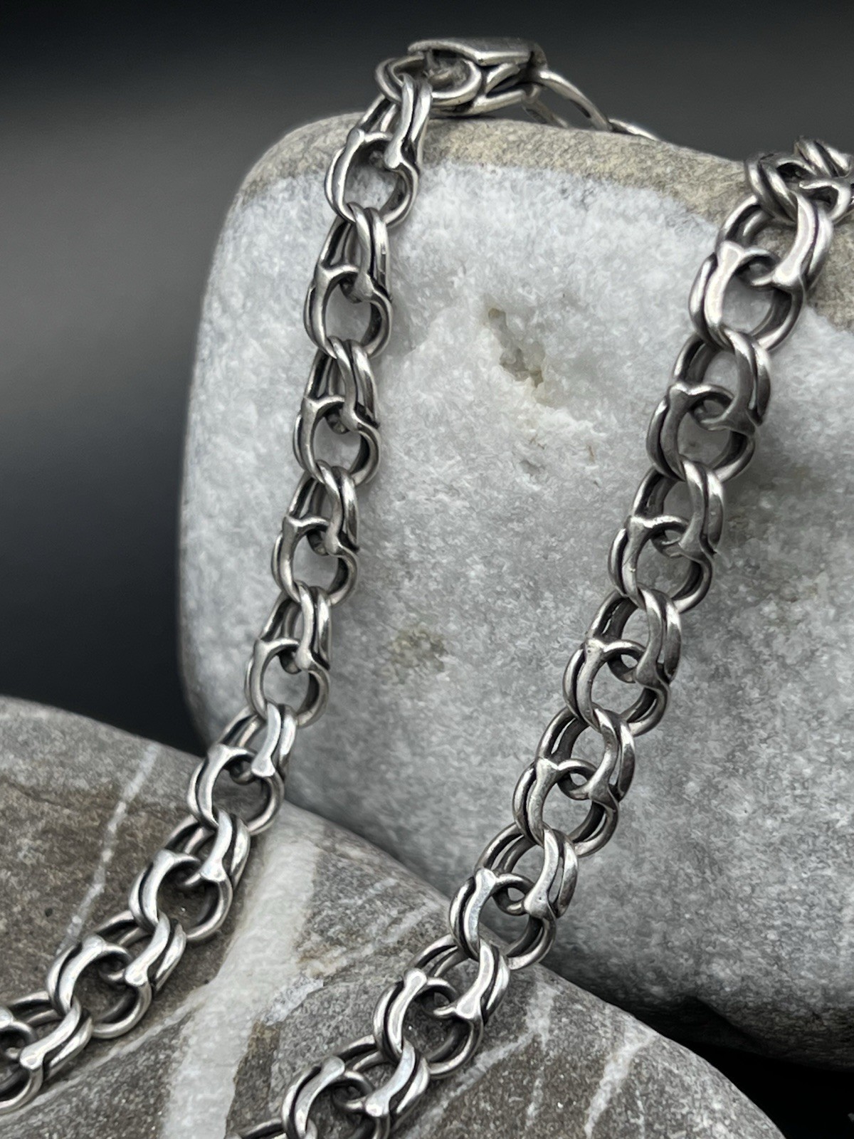 Vintage Elegant 925 Silver Rolo Chain Bracelet 9 In