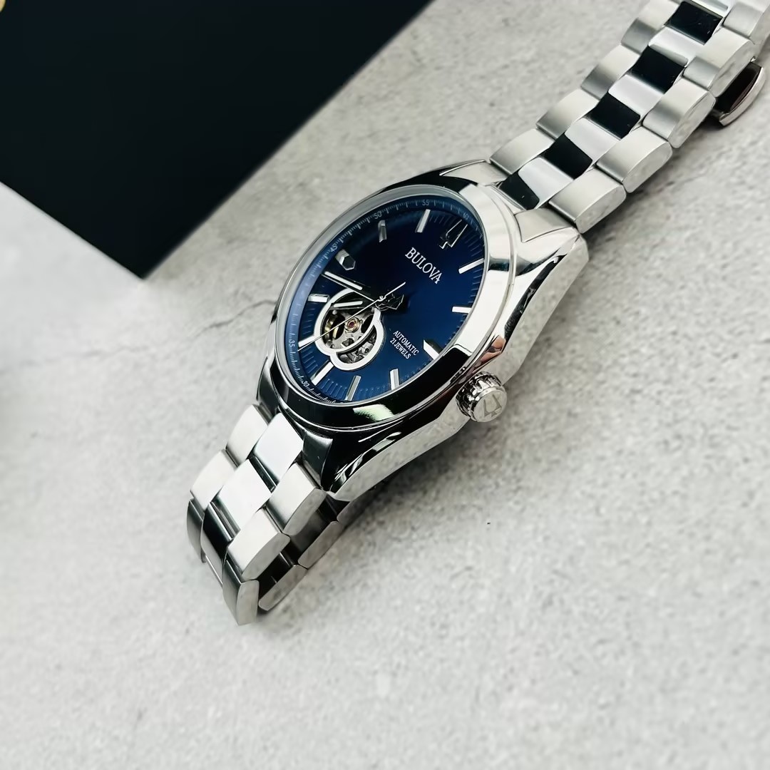 Bulova 96A275 Surveyor Men’s Blue Dial Stainless Steel Strap Automatic Watch