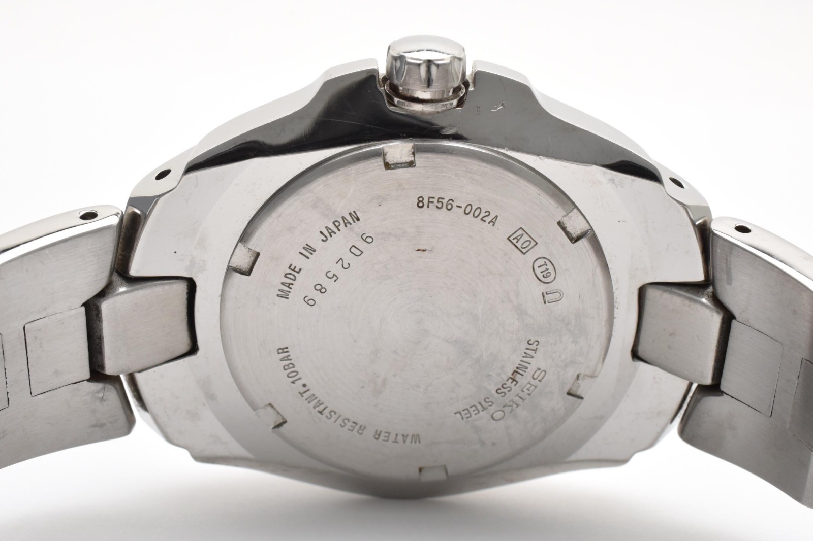 [Exc+5]SEIKO Perpetual Calendar GMT 8F56-002A Quartz Black Dial Mens Watch JAPAN