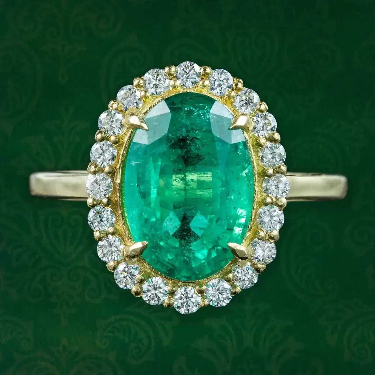 Art Deco Vintage 4.80 Ct Natural Emerald Engagement Ring 14K Yellow Gold FN