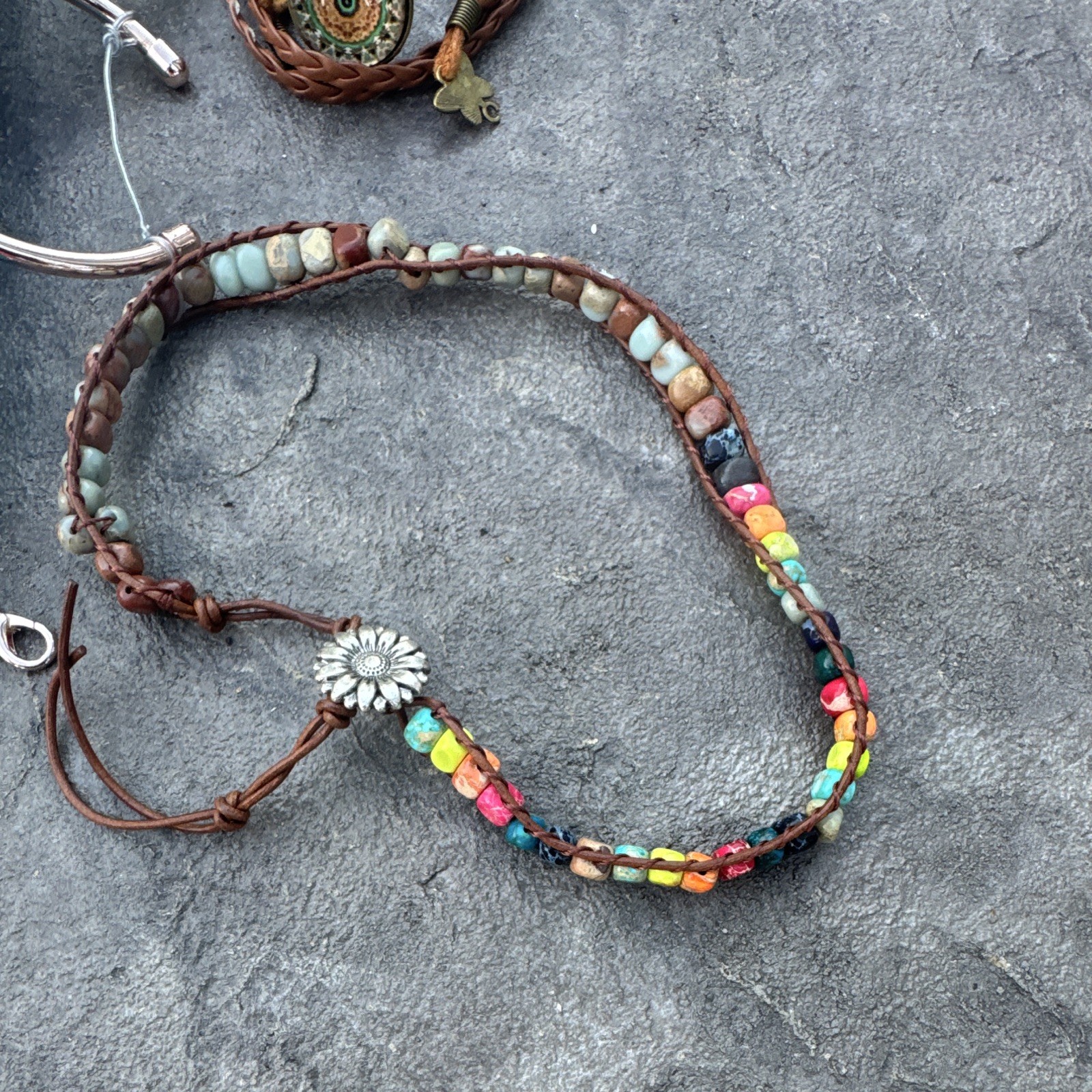 Women’s Fashion Mixed Lot 10pc Bracelets & Bangles Metal Glass Leather