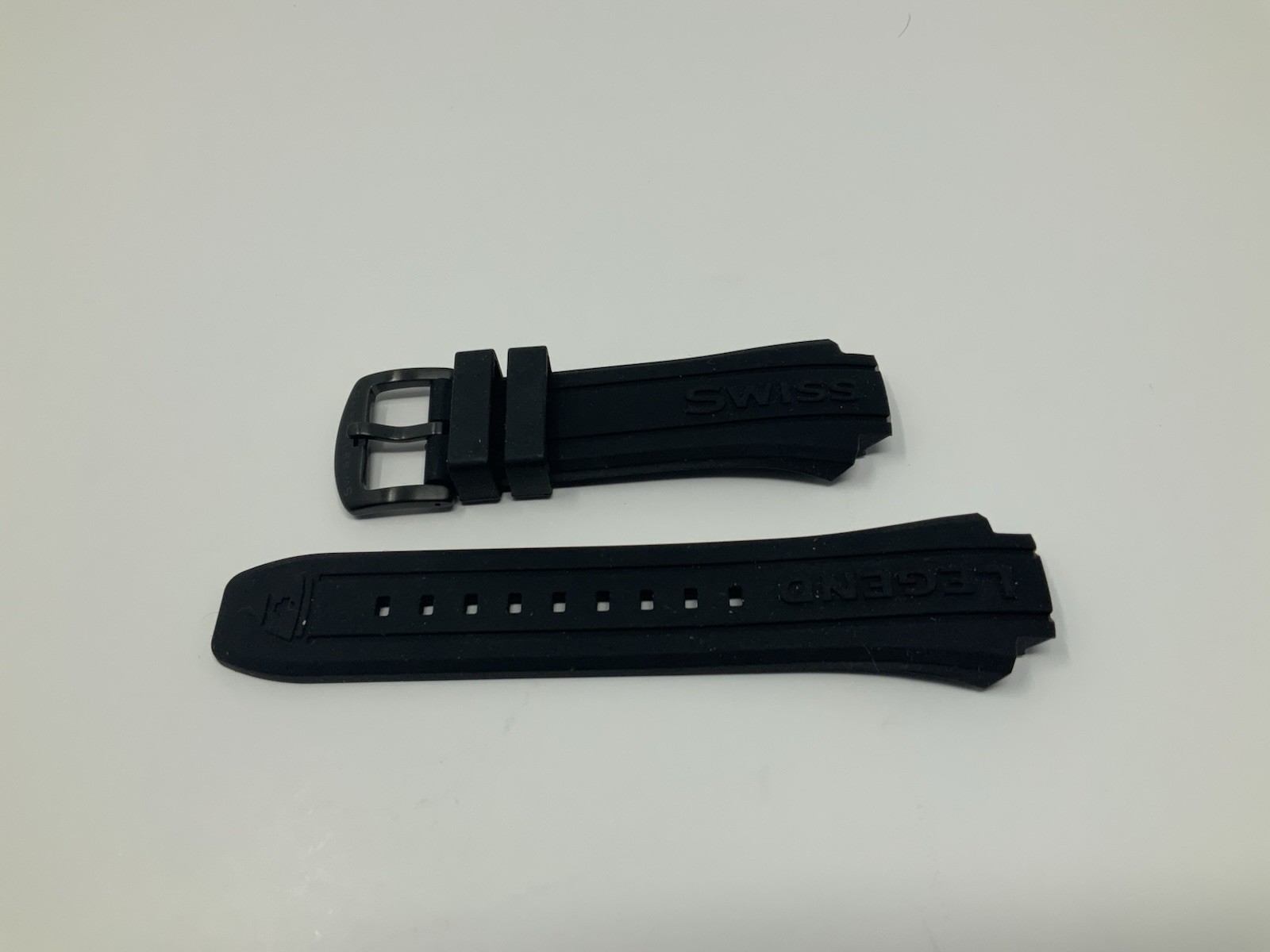 NOS Swiss Legend Neptune Black Rubber Strap with Black brushed steel buckle 18mm