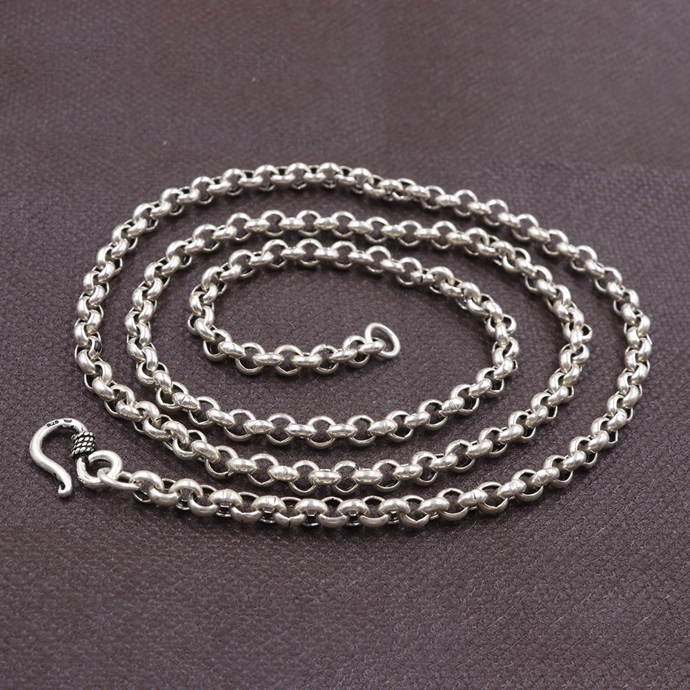 Pure 925 Sterling Silver Rolo Link Necklace 5mm Round Cable Chain 26-27g 25.6in