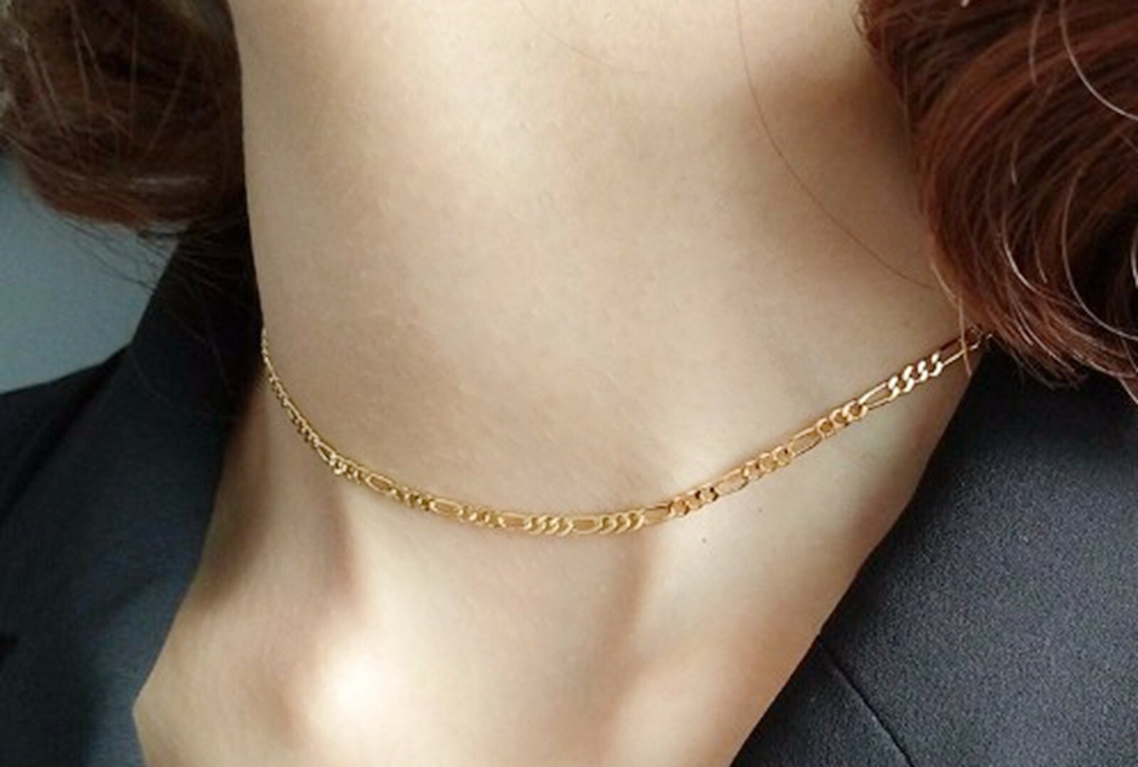 Women / Girl 925 Sterling Silver Gold Flat Figaro Link Chain Necklace 12 -14.2″