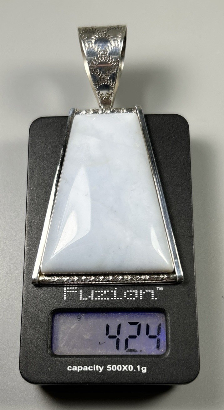 Jay King Mine Finds DTR 925 Sterling Silver Chalcedony Stamped Pendant 42 Grams