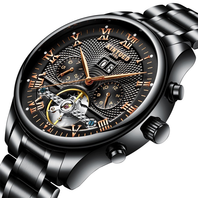 Classic Luxury Men’s Automatic Mechanical Skeleton Watch Tourbillon Dial