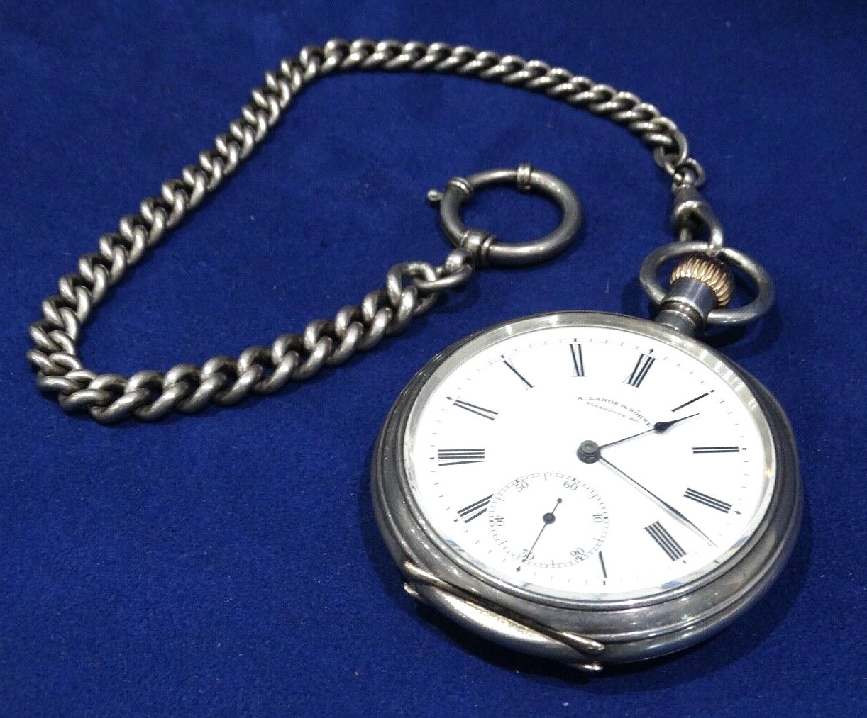1910 A. LANGE & SOHNE GLASHUTTE POCKET SILVER & GOLD POCKET WATCH
