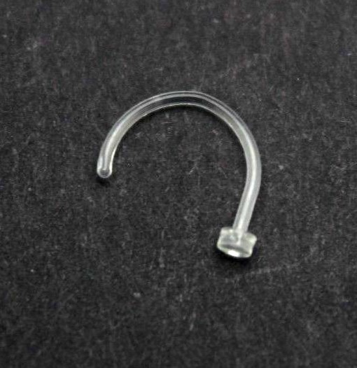 Flexible Bioflex Clear Invisible Hidden Nose Stud Ring Bar Transparent Retainer