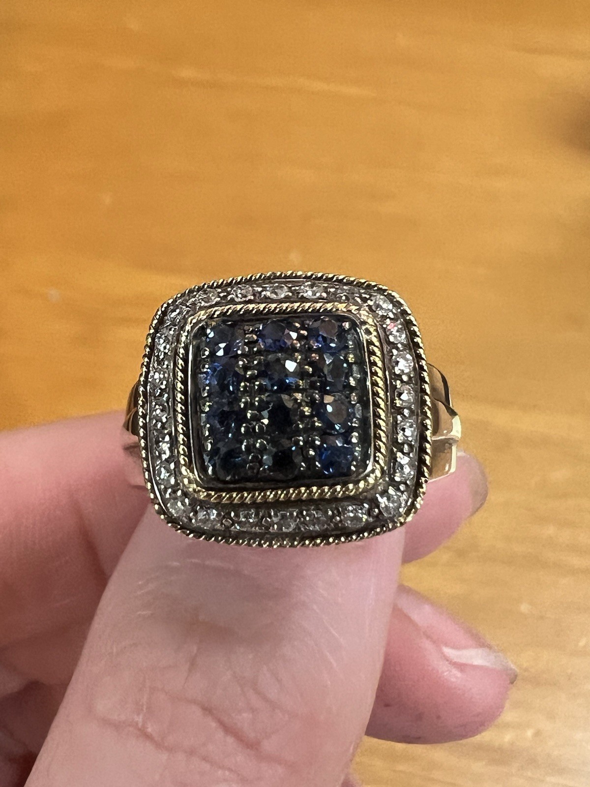 Effy Blue Stone Ring Sterling Silver 18k Sapphire Pave