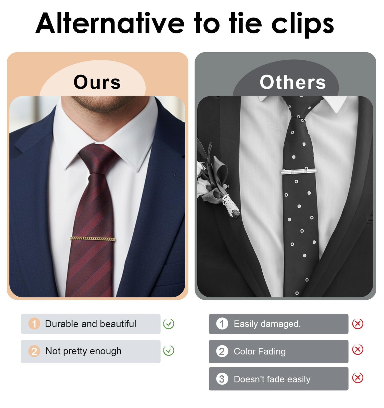 3 Pcs Tie Chain for Men, Elegant Tie Clips for Mens Neckties Tacks Accessorie…