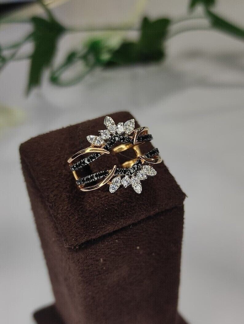1.50 Ct Round Cut Simulated Diamond Enhancer Wedding Ring 14k Yellow Gold Plated