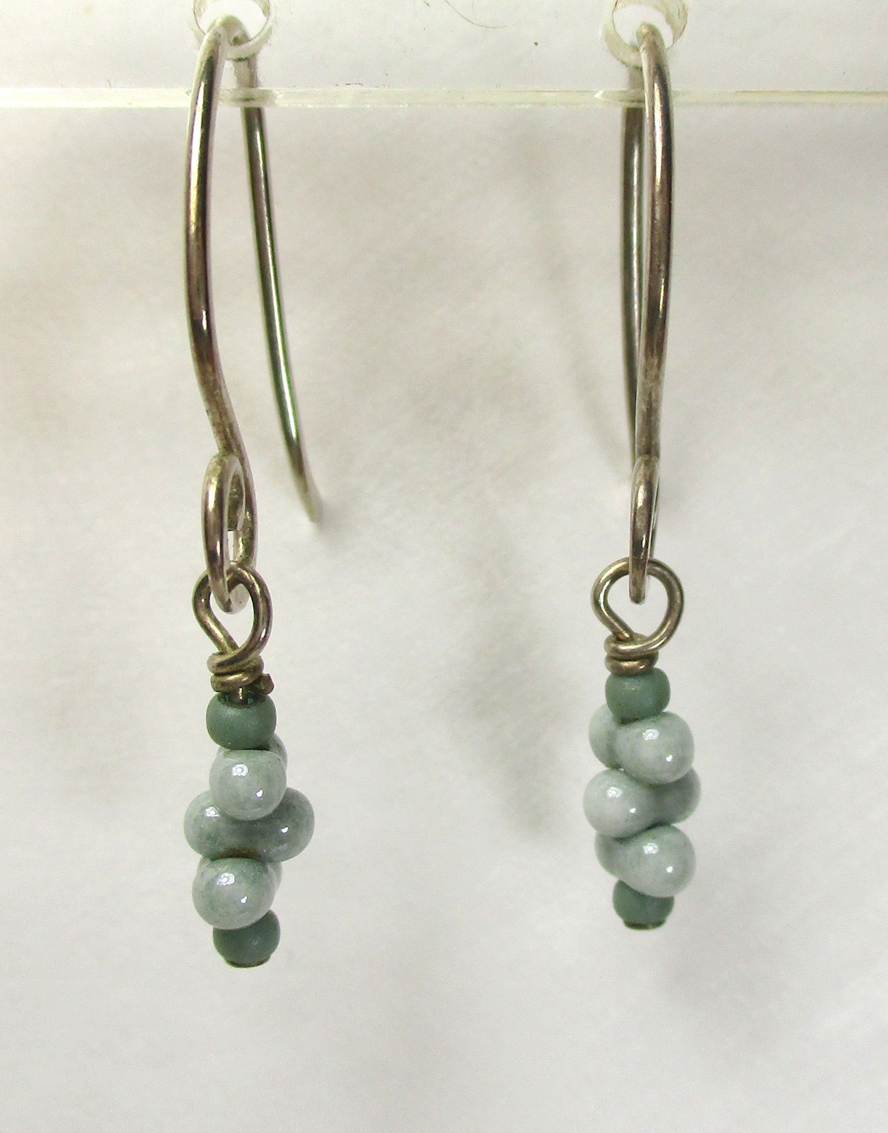 Earrings Sterling Silver Green Beads Handmade 925 Ear Wires