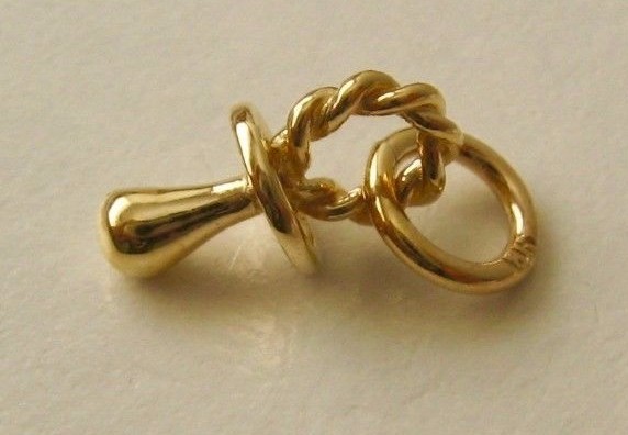 SOLID 9K 9ct Yellow Gold 3D BABY DUMMY New Born Charm GIFT Pendant RRP $259